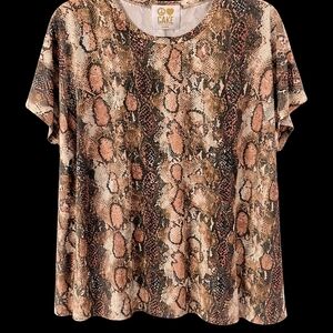 CAKE Snake Print Short Sleeve Top | Size M